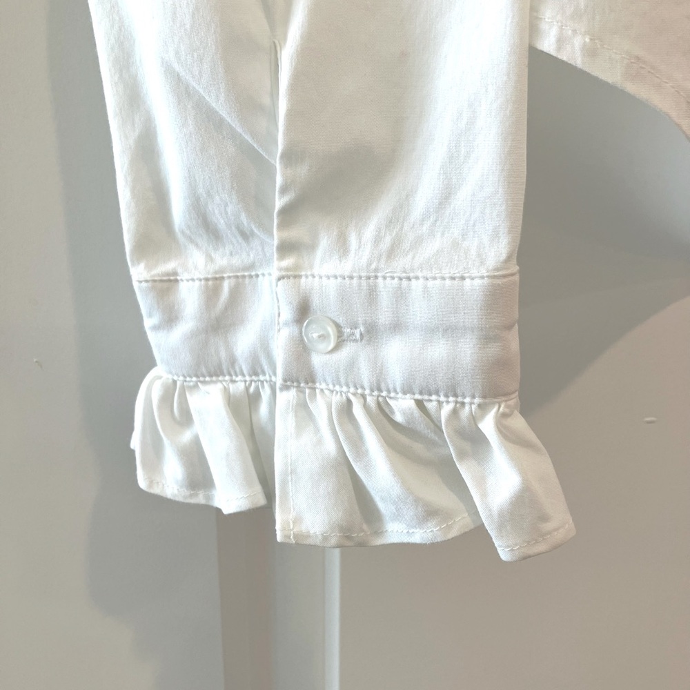 Vintage Ruffle Blouse Round Neck Long Sleeve Ruffle Cuff Romantic Ruffled Shirt - Picture 4 of 8